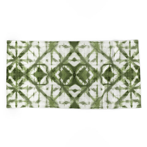 marufemia Shibori olive diamond tie dye Beach Towel