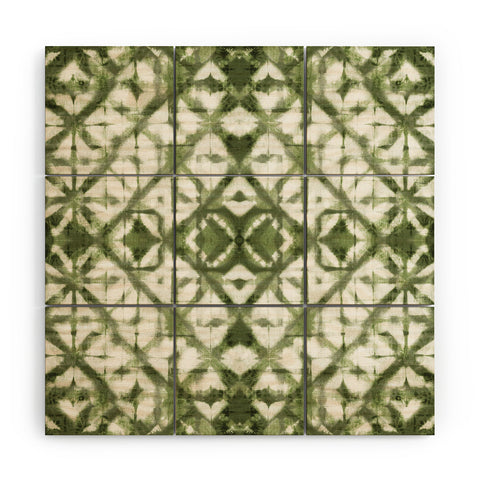 marufemia Shibori olive diamond tie dye Wood Wall Mural