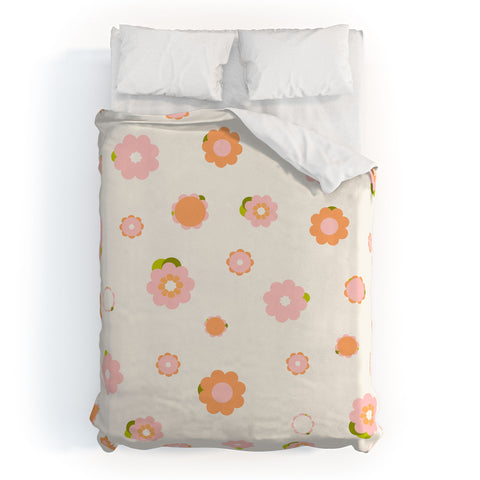 marufemia Sweet peach pink and orange Duvet Cover