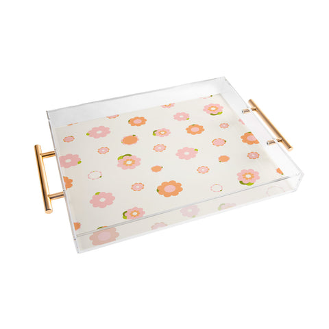 marufemia Sweet peach pink and orange Acrylic Tray