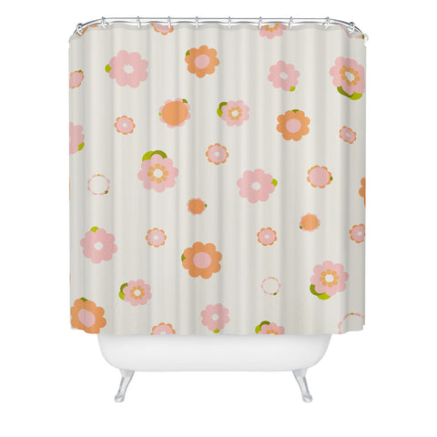 marufemia Sweet peach pink and orange Shower Curtain