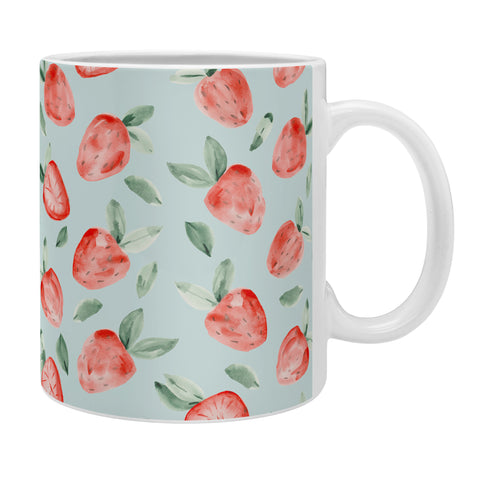 marufemia Watercolor painting strawberries blue Coffee Mug