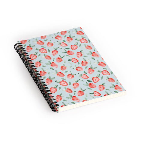 marufemia Watercolor painting strawberries blue Spiral Notebook