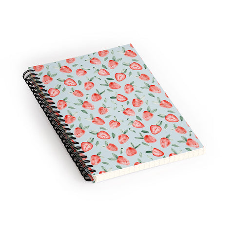 marufemia Watercolor painting strawberries blue Spiral Notebook