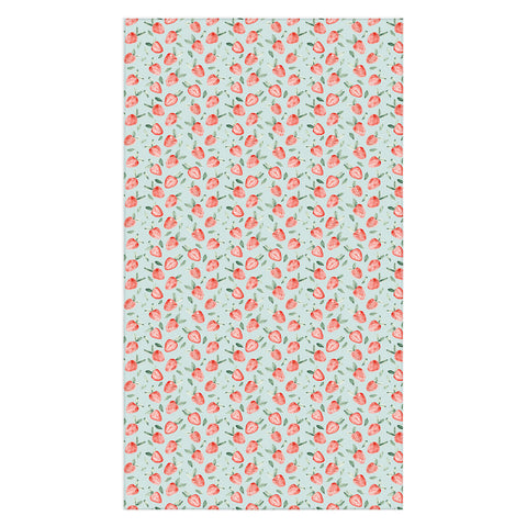 marufemia Watercolor painting strawberries blue Tablecloth