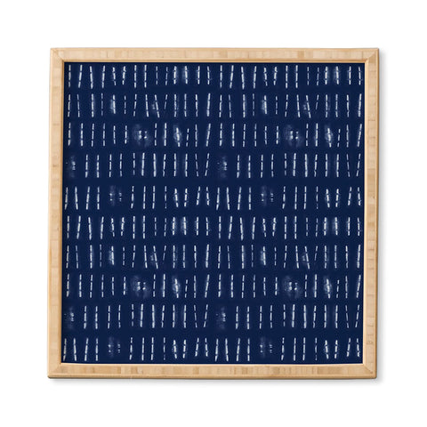 marufemia White stripes over blue shibori Framed Wall Art