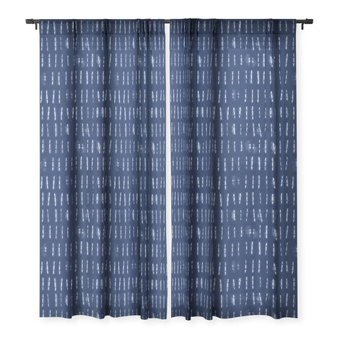 marufemia White stripes over blue shibori Sheer Window Curtain