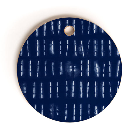 marufemia White stripes over blue shibori Cutting Board Round