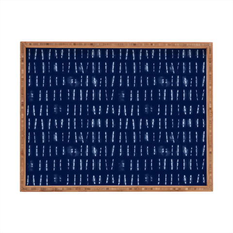 marufemia White stripes over blue shibori Rectangular Tray