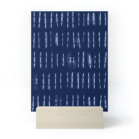 marufemia White stripes over blue shibori Mini Art Print
