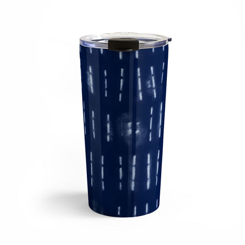 marufemia White stripes over blue shibori Travel Mug