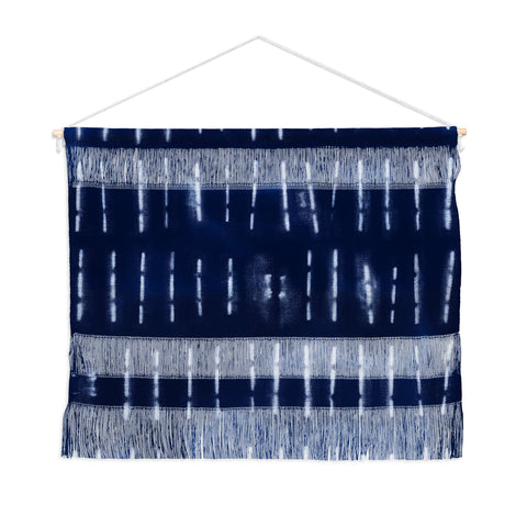 marufemia White stripes over blue shibori Wall Hanging Landscape