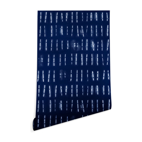 marufemia White stripes over blue shibori Wallpaper