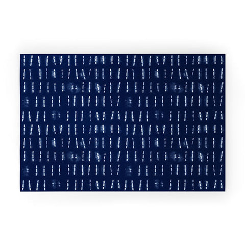 marufemia White stripes over blue shibori Welcome Mat