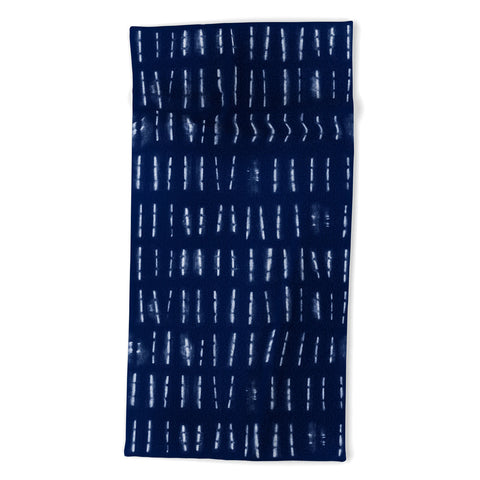 marufemia White stripes over blue shibori Beach Towel