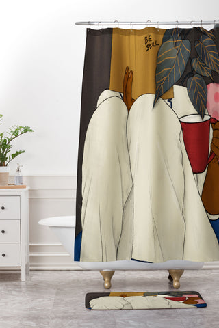 mary joak Restful Rest II Shower Curtain And Mat