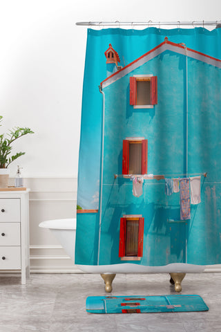 Matias Alonso Revelli Burano azul Shower Curtain And Mat