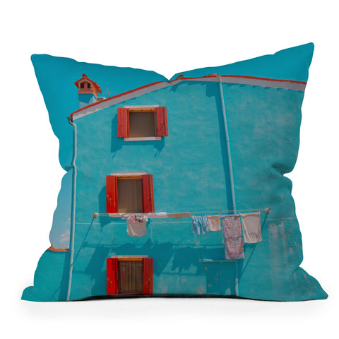Matias Alonso Revelli Burano azul Throw Pillow