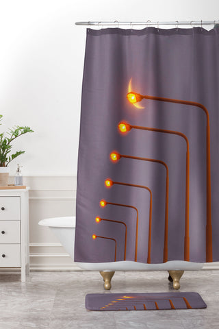 Matias Alonso Revelli when the night Shower Curtain And Mat