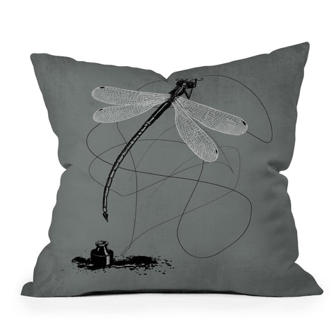 Matt Leyen Here There And Back Again Grey Outdoor Throw Pillow