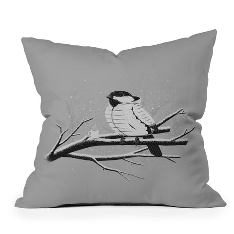 Matt Leyen North For The Winter Grey Outdoor Throw Pillow