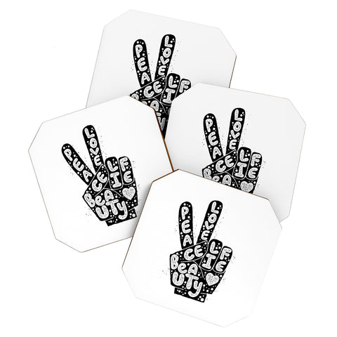 Matthew Taylor Wilson PEACE LOVE BEAUTY LIFE Coaster Set