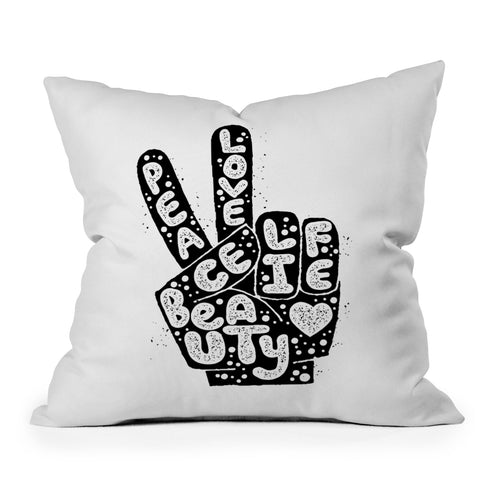 Matthew Taylor Wilson PEACE LOVE BEAUTY LIFE Outdoor Throw Pillow