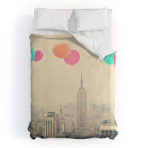 Maybe Sparrow Photography Balloons Over The City Duvet Cover