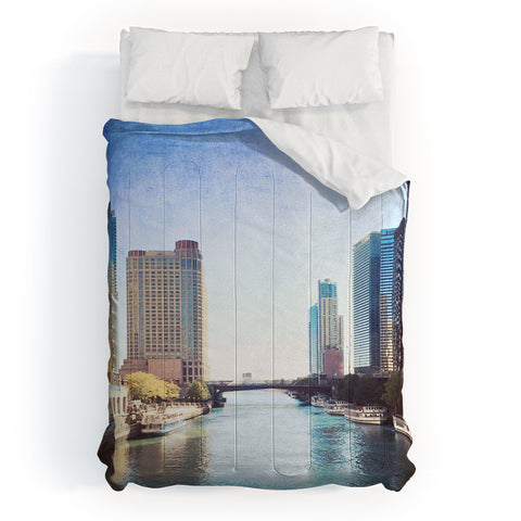Maybe Sparrow Photography Chicago River Comforter