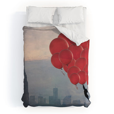 Maybe Sparrow Photography Floating Over The City Duvet Cover