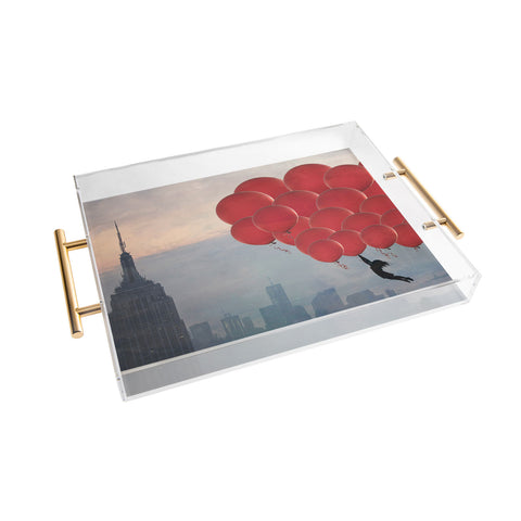Maybe Sparrow Photography Floating Over The City Acrylic Tray