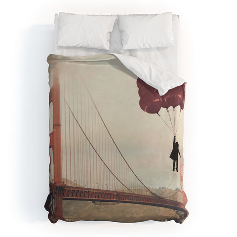 Maybe Sparrow Photography Floating Over The Golden Gate Duvet Cover