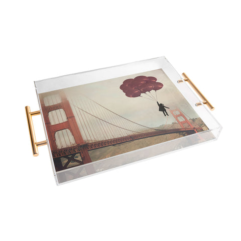 Maybe Sparrow Photography Floating Over The Golden Gate Acrylic Tray