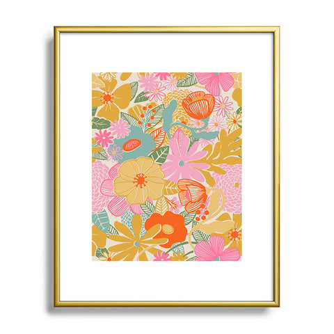 Megan Galante 60s Retro Floral Metal Framed Art Print