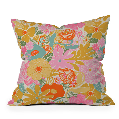 Megan Galante 60s Retro Floral Throw Pillow