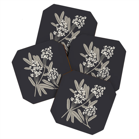 Megan Galante Boho Botanica Black Coaster Set