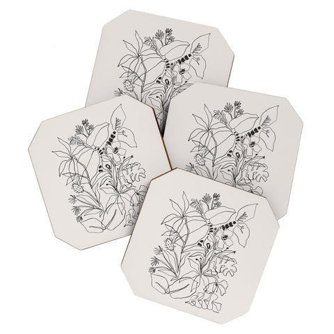 Megan Galante Charcoal Tropics Coaster Set