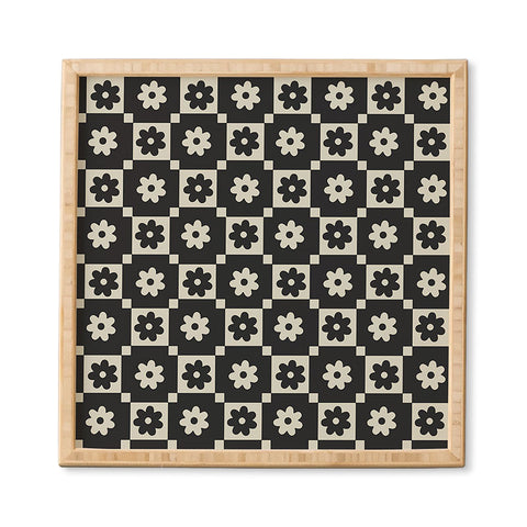 Megan Galante Checkered Daisy Black ink Framed Wall Art
