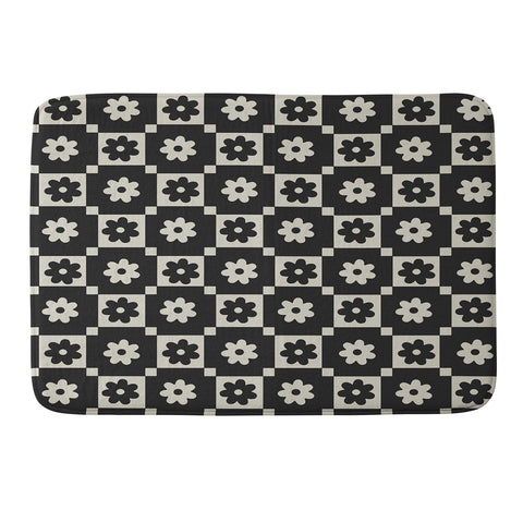 Megan Galante Checkered Daisy Black ink Memory Foam Bath Mat