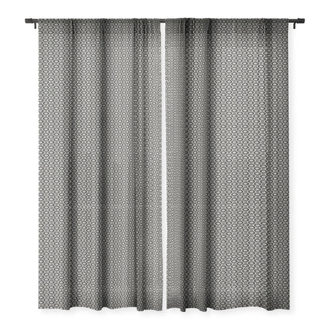 Megan Galante Checkered Daisy Black ink Sheer Window Curtain
