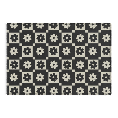 Megan Galante Checkered Daisy Black ink Outdoor Rug
