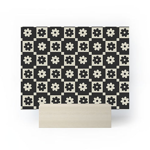 Megan Galante Checkered Daisy Black ink Mini Art Print