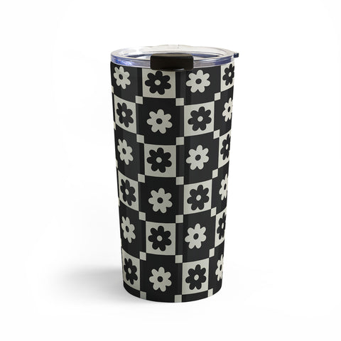 Megan Galante Checkered Daisy Black ink Travel Mug