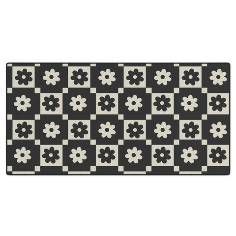 Megan Galante Checkered Daisy Black ink Desk Mat