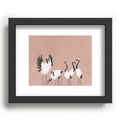Megan Galante Crane Dance Mauve Pink Recessed Framing Rectangle