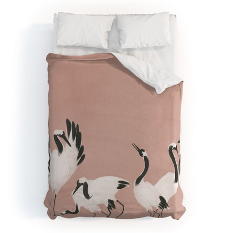Megan Galante Crane Dance Mauve Pink Duvet Cover