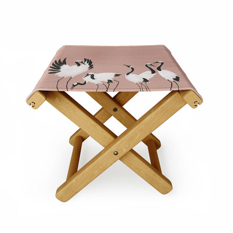 Megan Galante Crane Dance Mauve Pink Folding Stool