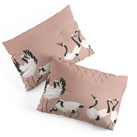 Megan Galante Crane Dance Mauve Pink Pillow Shams