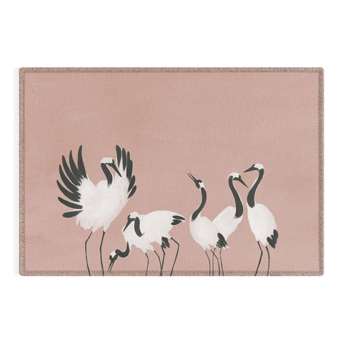 Megan Galante Crane Dance Mauve Pink Outdoor Rug