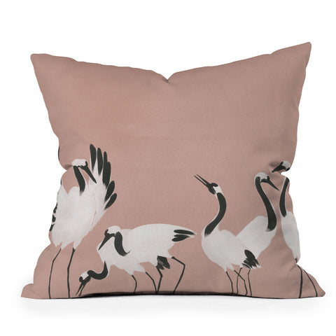 Megan Galante Crane Dance Mauve Pink Throw Pillow Havenly